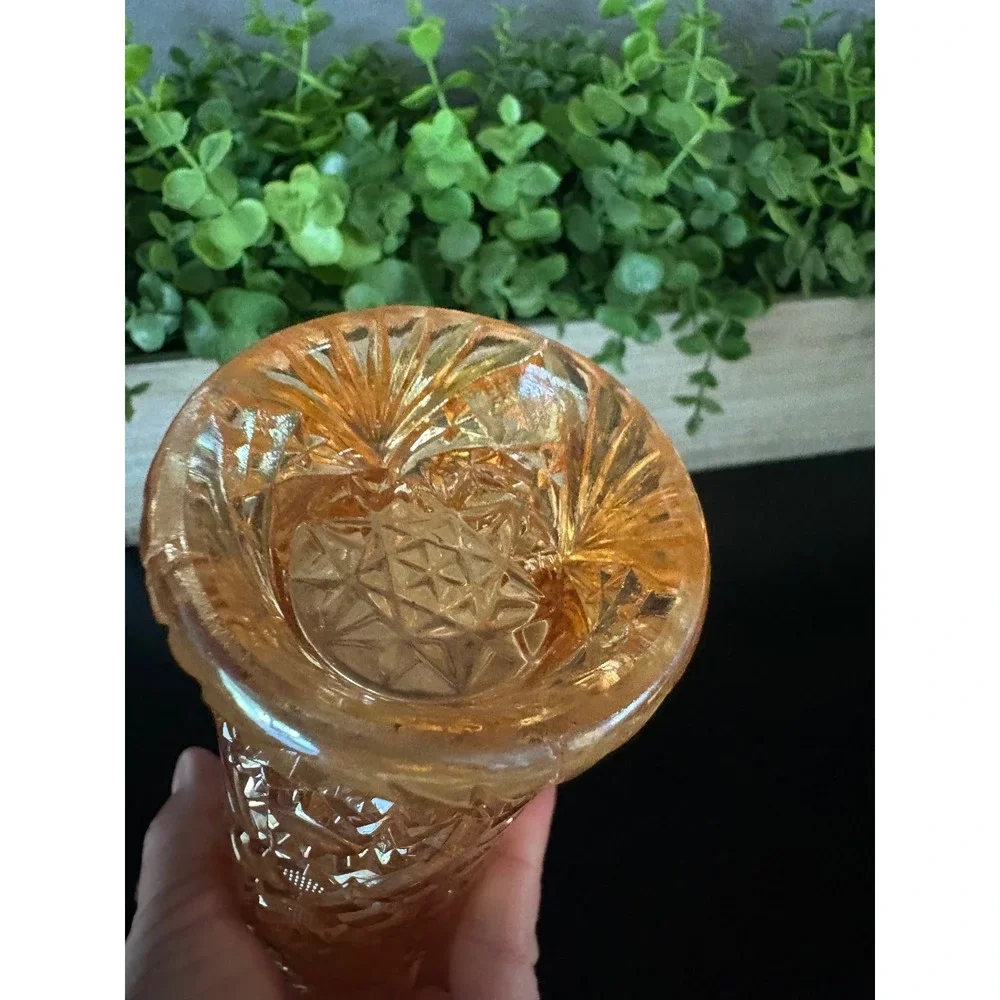 Vintage Imperial Glass Marigold Carnival Glass Bud Vase Fashion Pattern 7.5 Inch